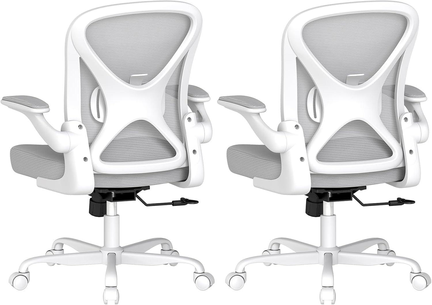 ZZH Ergonomic Office Chair Set of 10 with Adjustable Lumbar Support, Mesh Home Office Desk Chair with Wheels and Flip-up Arms, Black