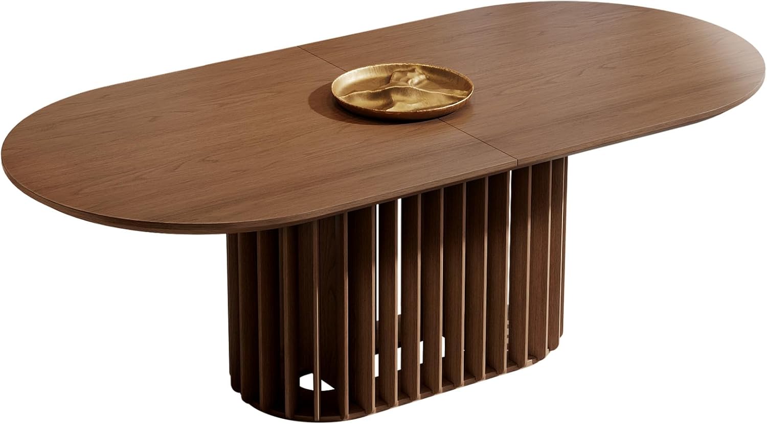 Guyii 79" Farmhouse Oval Dining Table for 6-8 Brown Kichen Table with Strong Pedestal Mid Century 6 Person Dining Room Table for Dining Room Kichen Furniture Bistro