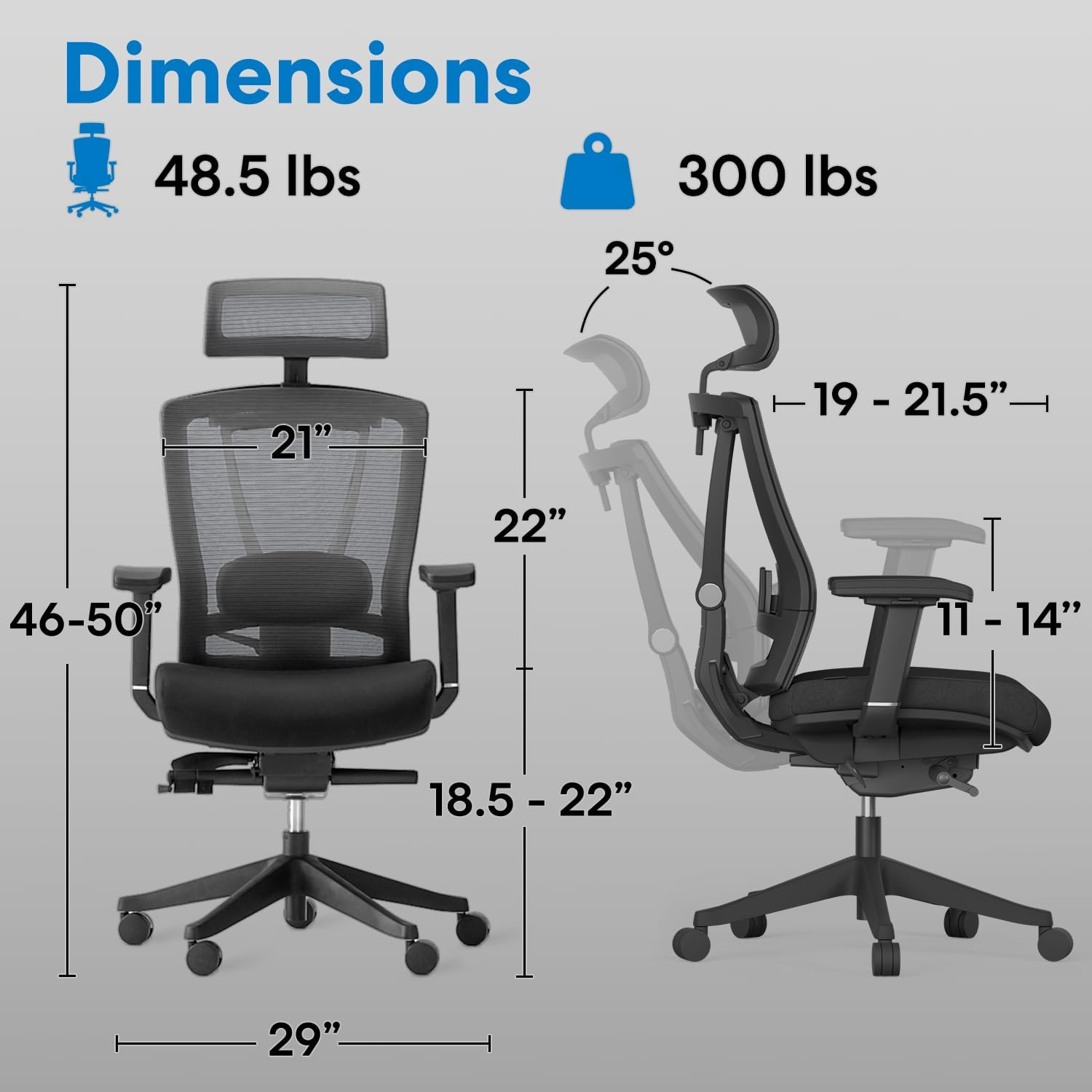 AUTONOMOUS ErgoChair Pro Ergonomic Office Chair Foam Black Adjustable Lumbar Support, Rolling Swivel - Home office Desk Chairs with Wheels and Arms - Ergonomic Desk Chair Comfy for Gaming & Long Hours