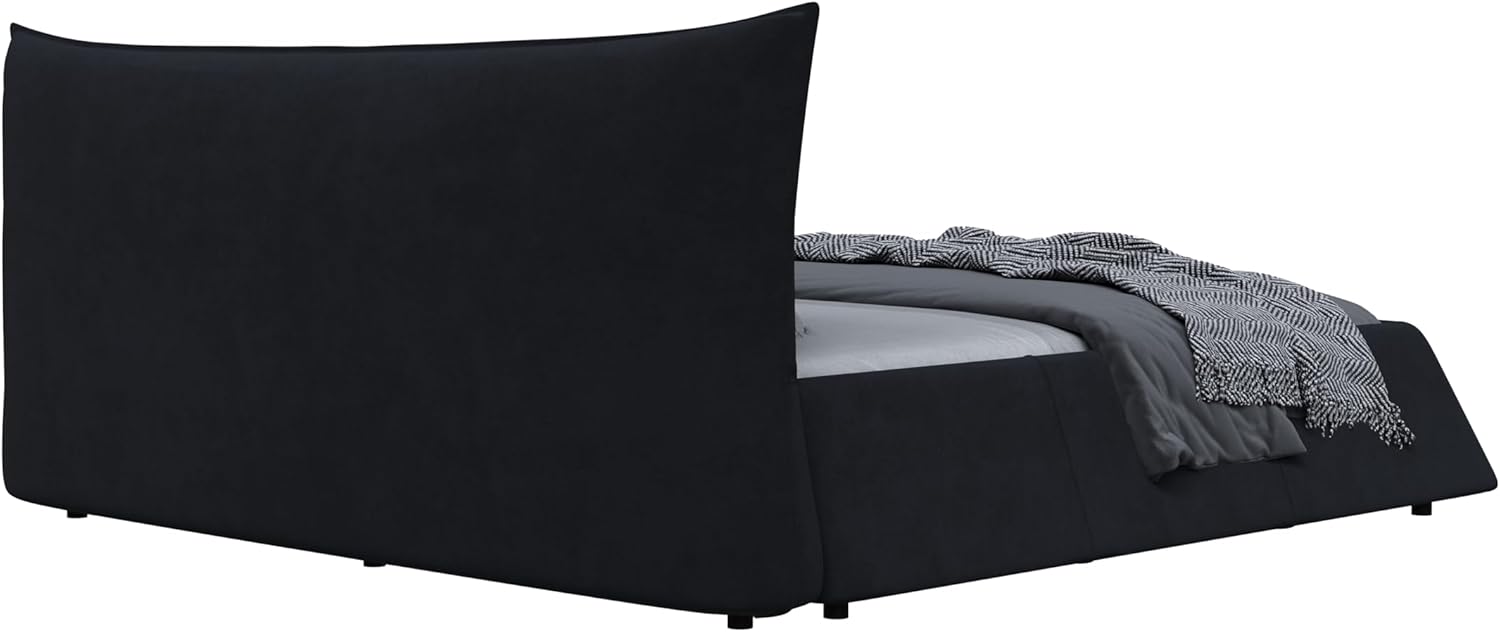 DEINPPA Contemporary Upholstered Bed with Oversized Soft Headboard, King Size Platform Bed |Thickening Pine Wood Slats|No Box Spring Needed|1000 Lbs Weight Capacity-for Adult Master Bedroom-Black