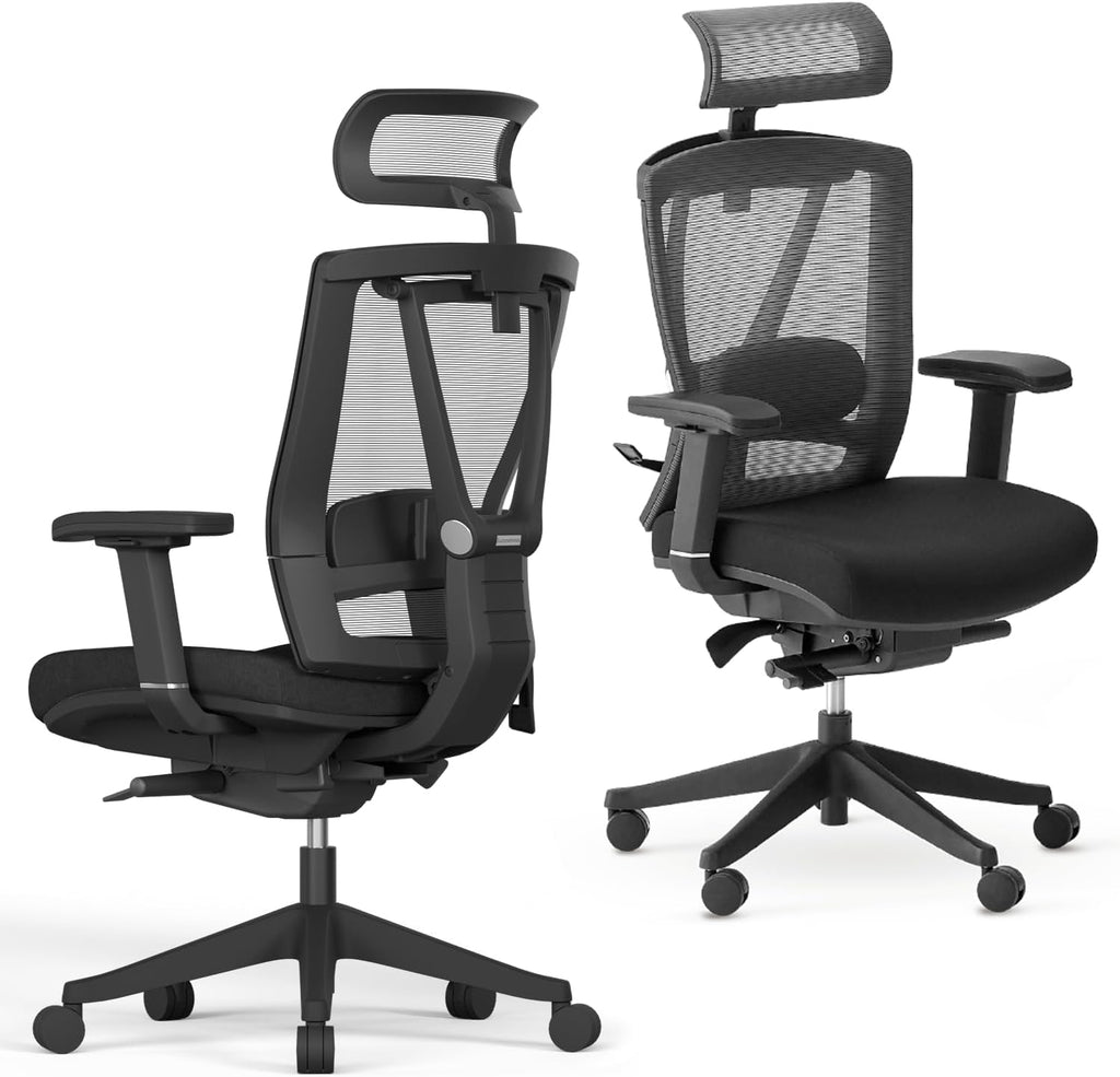 AUTONOMOUS ErgoChair Pro Ergonomic Office Chair Foam Black Adjustable Lumbar Support, Rolling Swivel - Home office Desk Chairs with Wheels and Arms - Ergonomic Desk Chair Comfy for Gaming & Long Hours