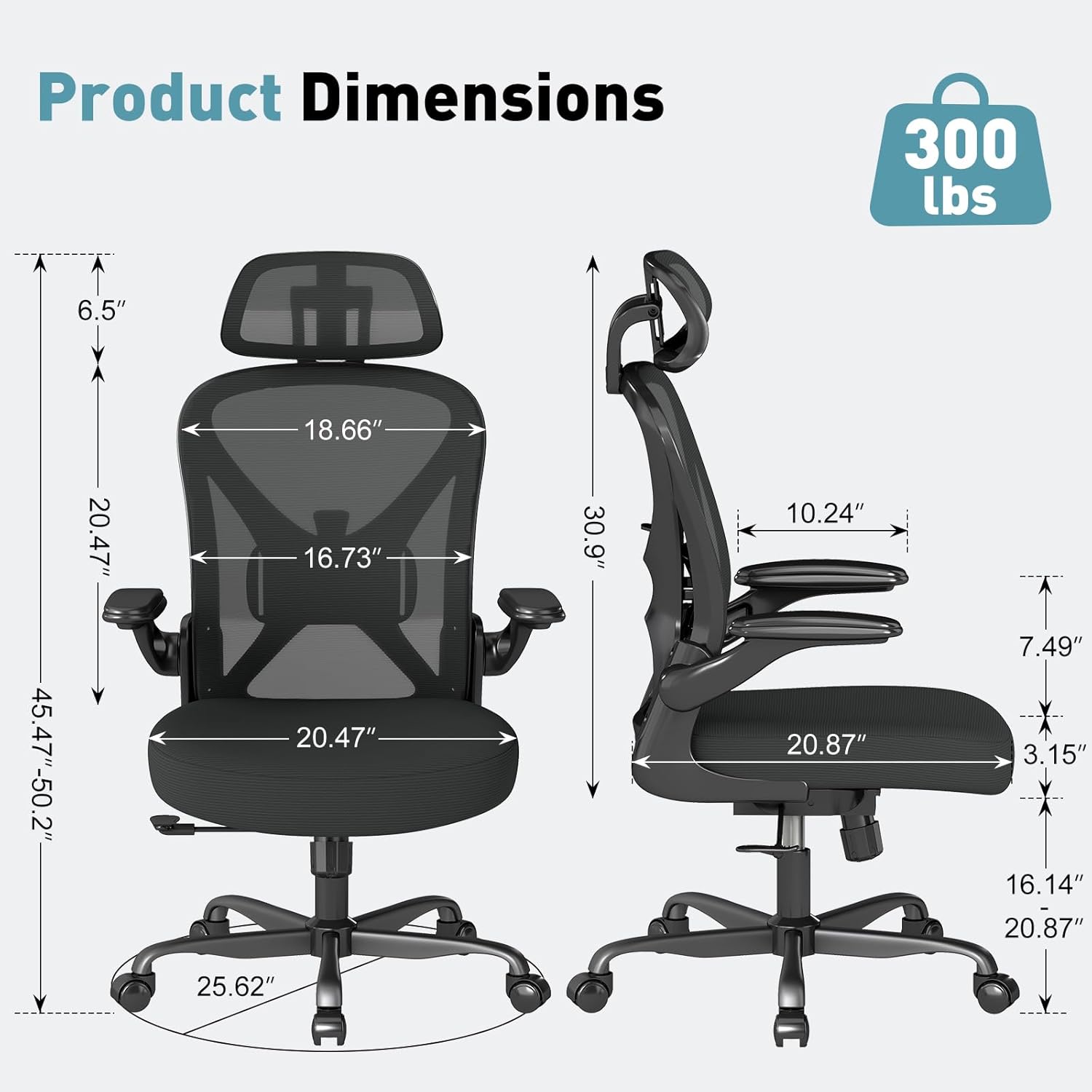 ZZH Ergonomic Office Chair Set of 6 with Adjustable Lumbar Support and Headrest, Mesh Home Office Desk Chair with Wheels and Flip-up Arms, Black