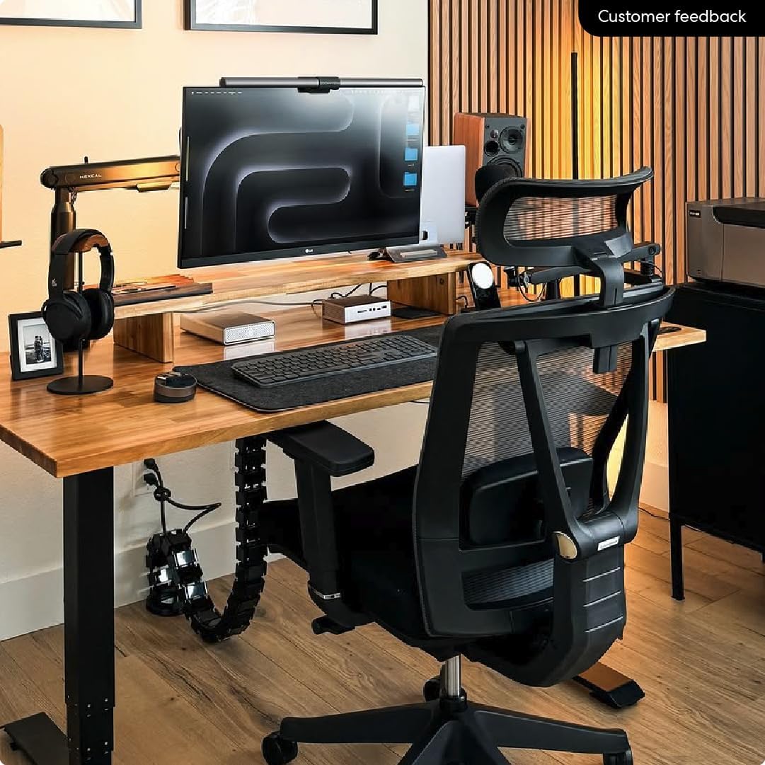 AUTONOMOUS ErgoChair Pro Ergonomic Office Chair Foam Black Adjustable Lumbar Support, Rolling Swivel - Home office Desk Chairs with Wheels and Arms - Ergonomic Desk Chair Comfy for Gaming & Long Hours