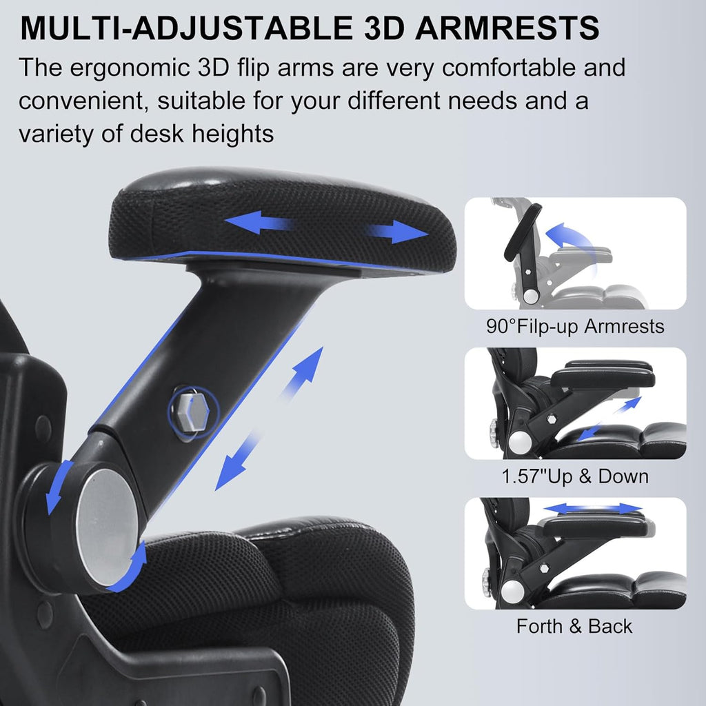 Big and Tall Office Chair 500lbs Wide Seat, PU Leather High Back Executive Office Chair with 3D Headrest and Armrests,Ergonomic Chairs with Lumbar Support