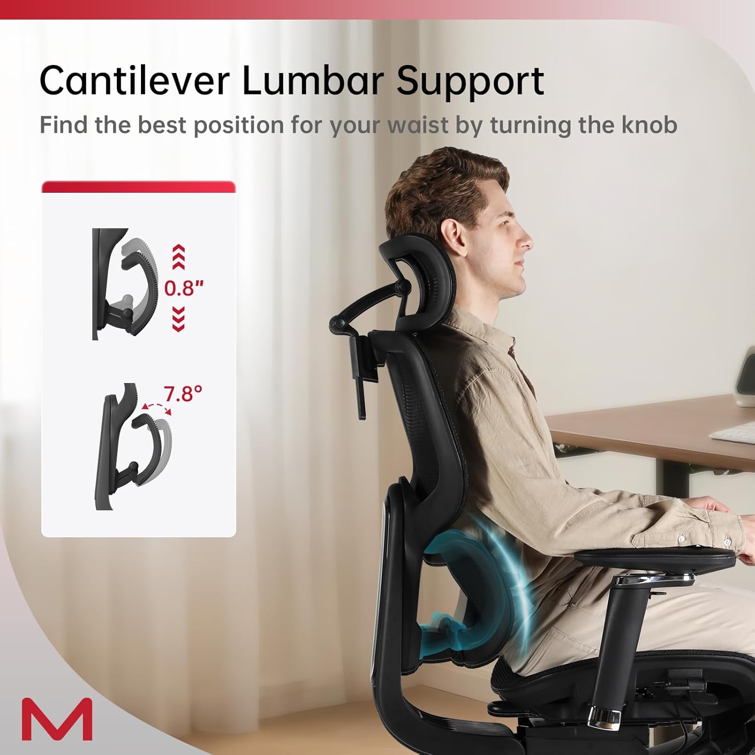 Ergonomic Office Chair with Footrest, Office Chairs with DTS Dynamic Lumbar Support, Desk Chairs with 4D Armrest, 136° Recline,Mesh Back Desk Chair with 3D Headrest, Adjustable Computer Chair