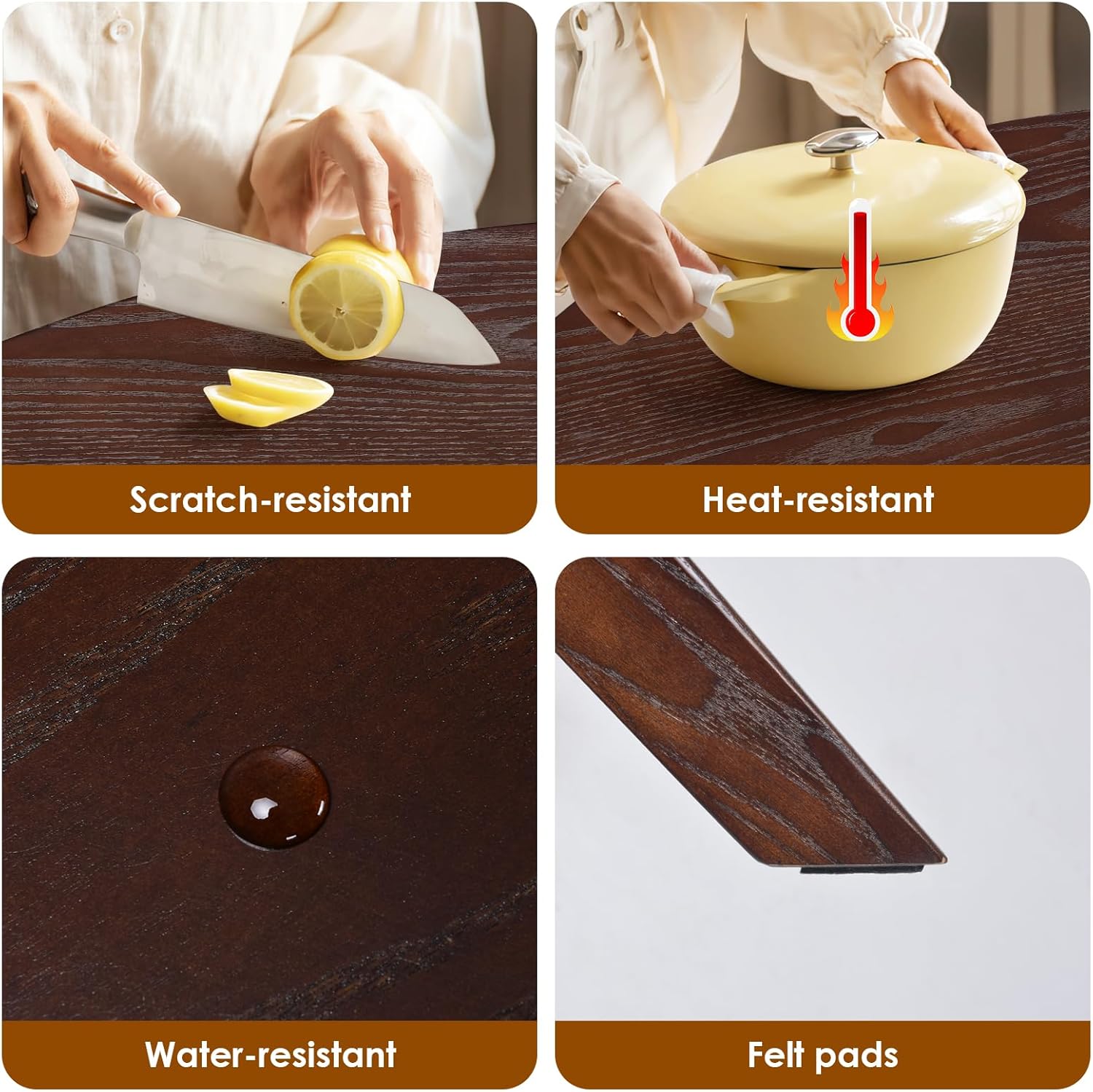 Soohow 47.2" Solid Wood Round Dining Kitchen Table for 4-6 People with Intersecting Pedestal Base