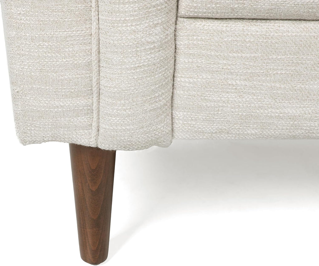 Christopher Knight Home Contemporary Tufted and Diamond Stitching Fabric Loveseat,Tub-Design 2-Seater Sofa, Removable Cushions, Birch Wood Legs, Square Arms, Beige and Espresso