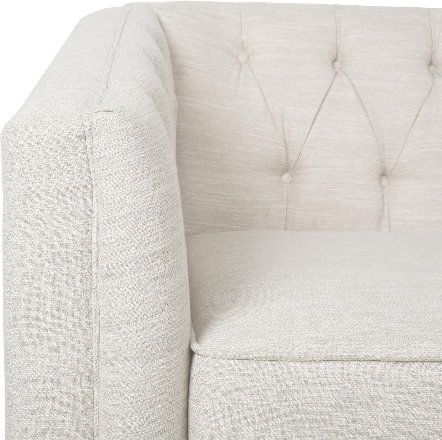 Christopher Knight Home Contemporary Tufted and Diamond Stitching Fabric Loveseat,Tub-Design 2-Seater Sofa, Removable Cushions, Birch Wood Legs, Square Arms, Beige and Espresso