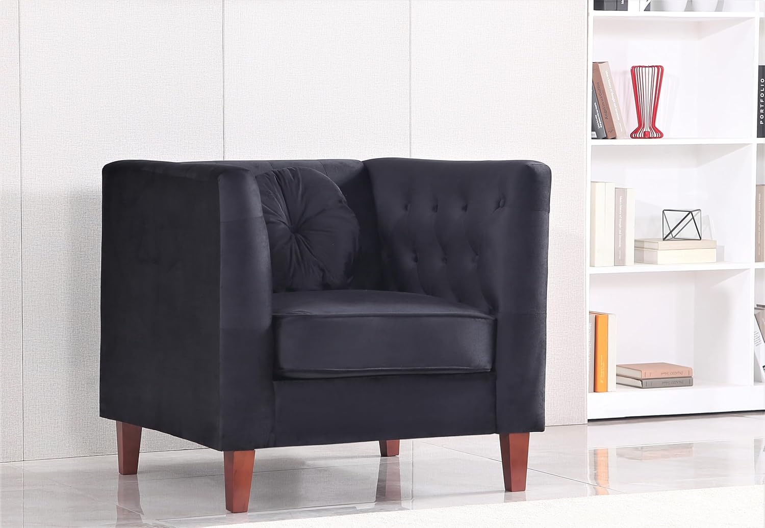 Kittleson Classic Chesterfield Velvet Loveseat Sofa with Elegant Button Tufted Backrest, Square Legs, High-Density Foam & Accent Pillows, 2 Seater Couch for Living Room, Love Seat, Dark Blue