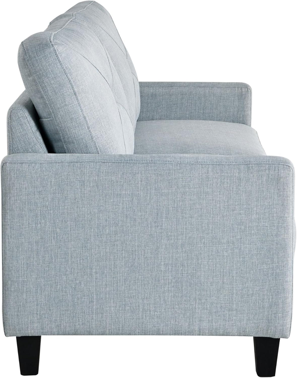 Serta® Lindbergh 70.5" Modern Transitional Sofa, Tufted Back Cushion, Square Track Arms, Solid Wood Legs, Dream Coil® Comfort, Woven Polyester Fabric, Light Gray