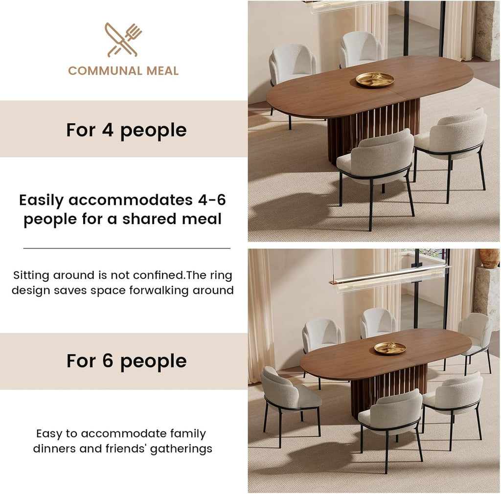 Guyii 79" Farmhouse Oval Dining Table for 6-8 Brown Kichen Table with Strong Pedestal Mid Century 6 Person Dining Room Table for Dining Room Kichen Furniture Bistro