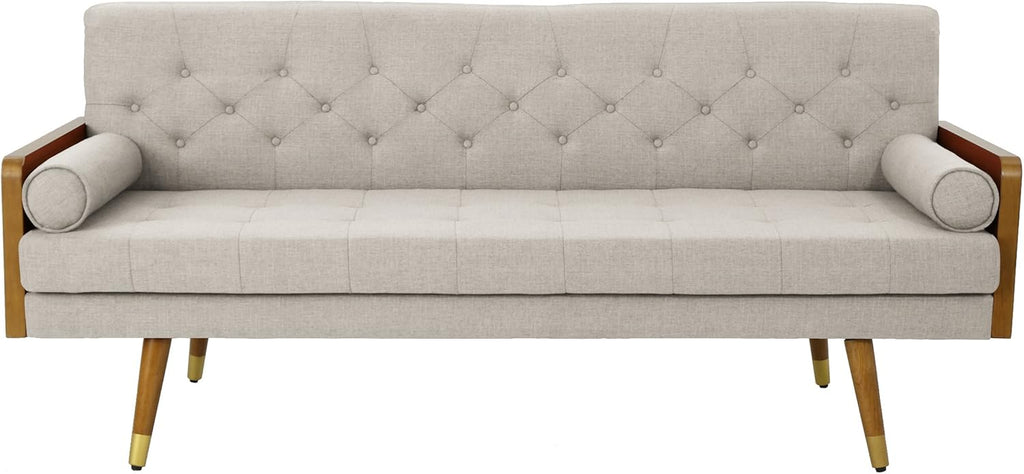 Christopher Knight Home Aidan Mid Century Modern Tufted Fabric Sofa, Beige