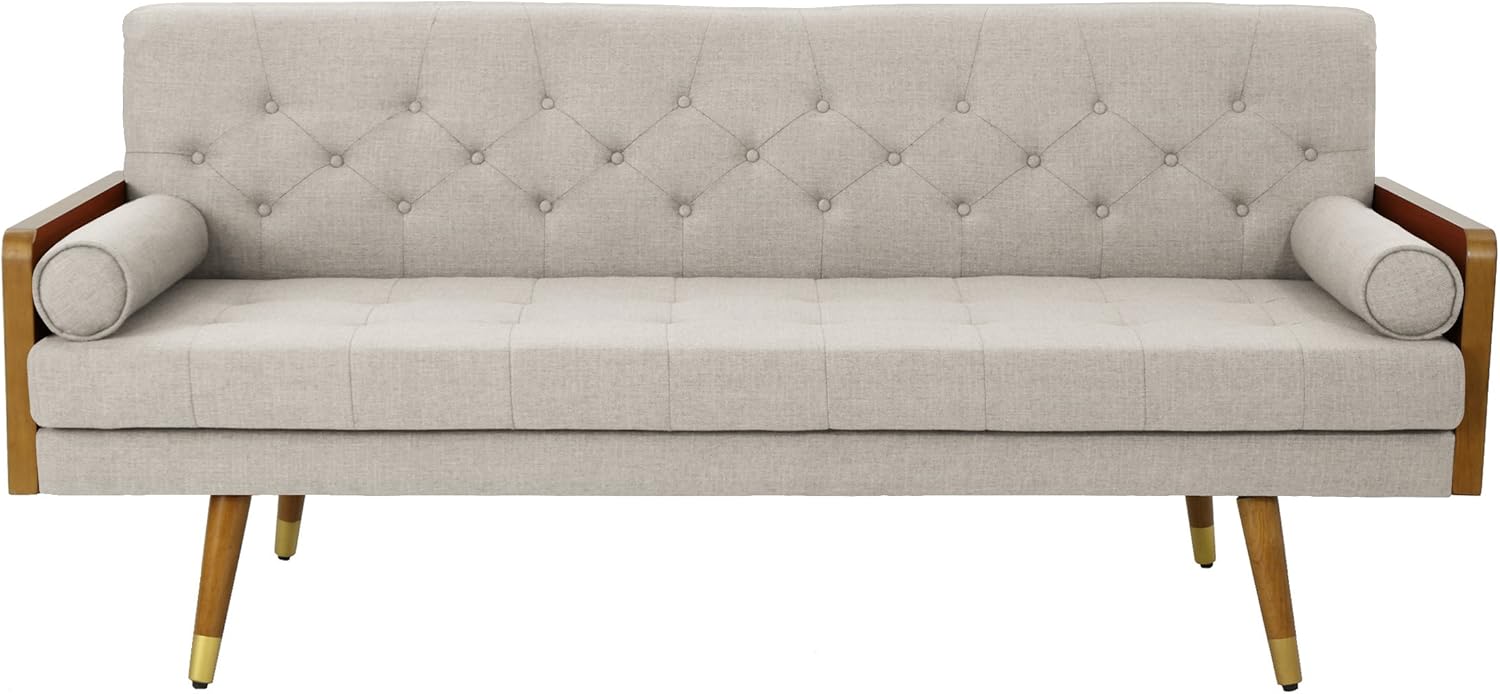Christopher Knight Home Aidan Mid Century Modern Tufted Fabric Sofa, Beige