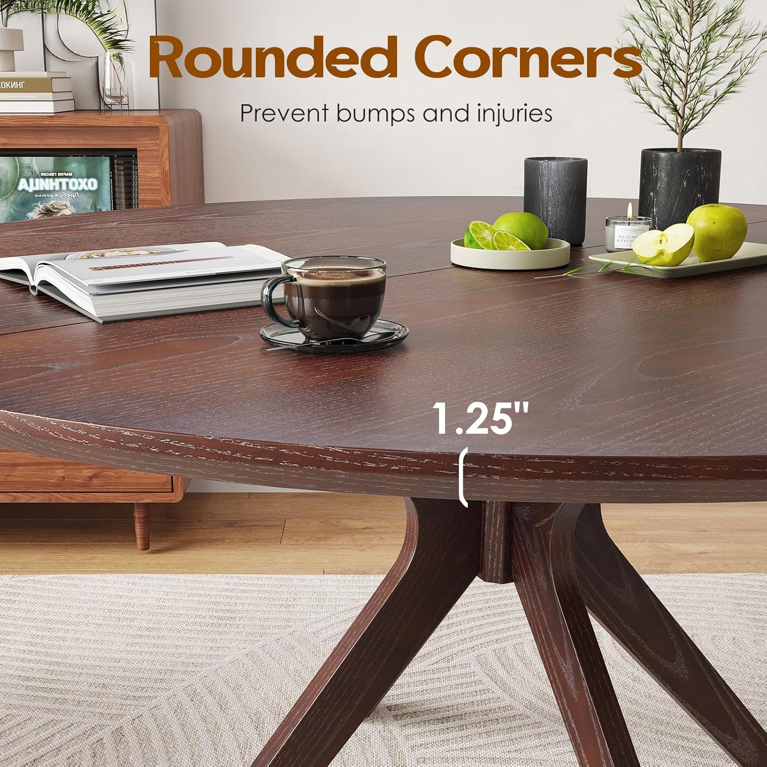 Soohow 47.2" Solid Wood Round Dining Kitchen Table for 4-6 People with Intersecting Pedestal Base