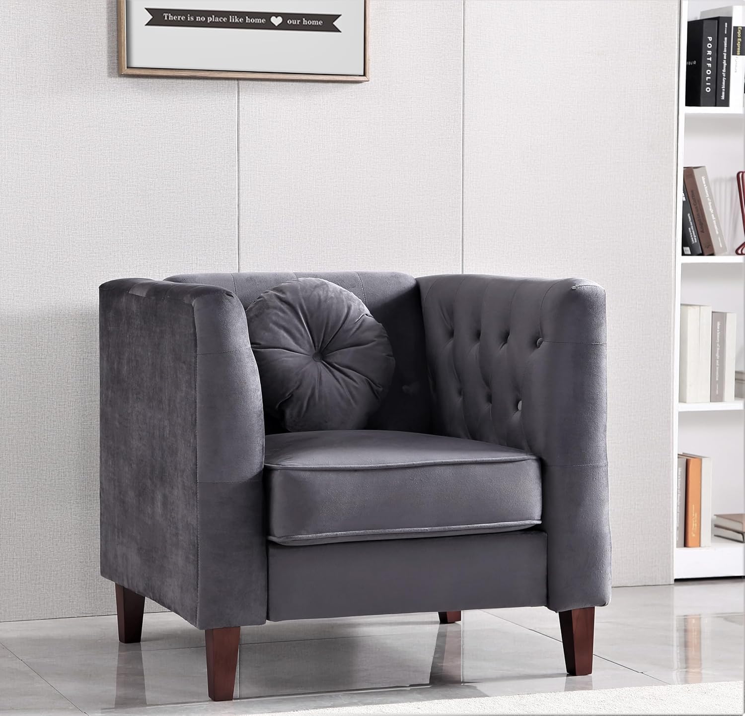 Kittleson Classic Chesterfield Velvet Loveseat Sofa with Elegant Button Tufted Backrest, Square Legs, High-Density Foam & Accent Pillows, 2 Seater Couch for Living Room, Love Seat, Dark Blue