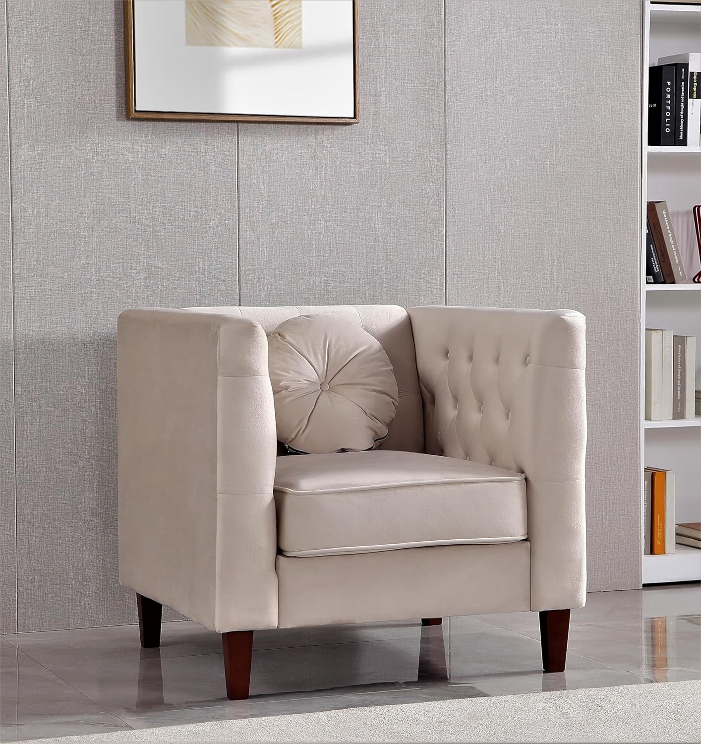 Kittleson Classic Chesterfield Velvet Loveseat Sofa with Elegant Button Tufted Backrest, Square Legs, High-Density Foam & Accent Pillows, 2 Seater Couch for Living Room, Love Seat, Dark Blue