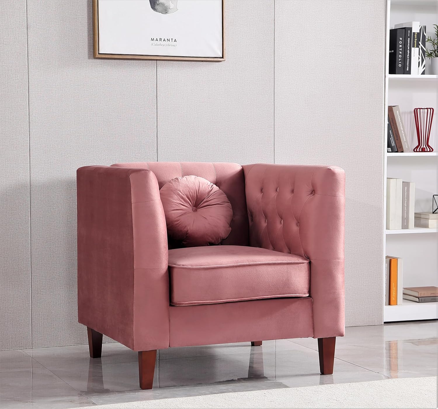 Kittleson Classic Chesterfield Velvet Loveseat Sofa with Elegant Button Tufted Backrest, Square Legs, High-Density Foam & Accent Pillows, 2 Seater Couch for Living Room, Love Seat, Dark Blue