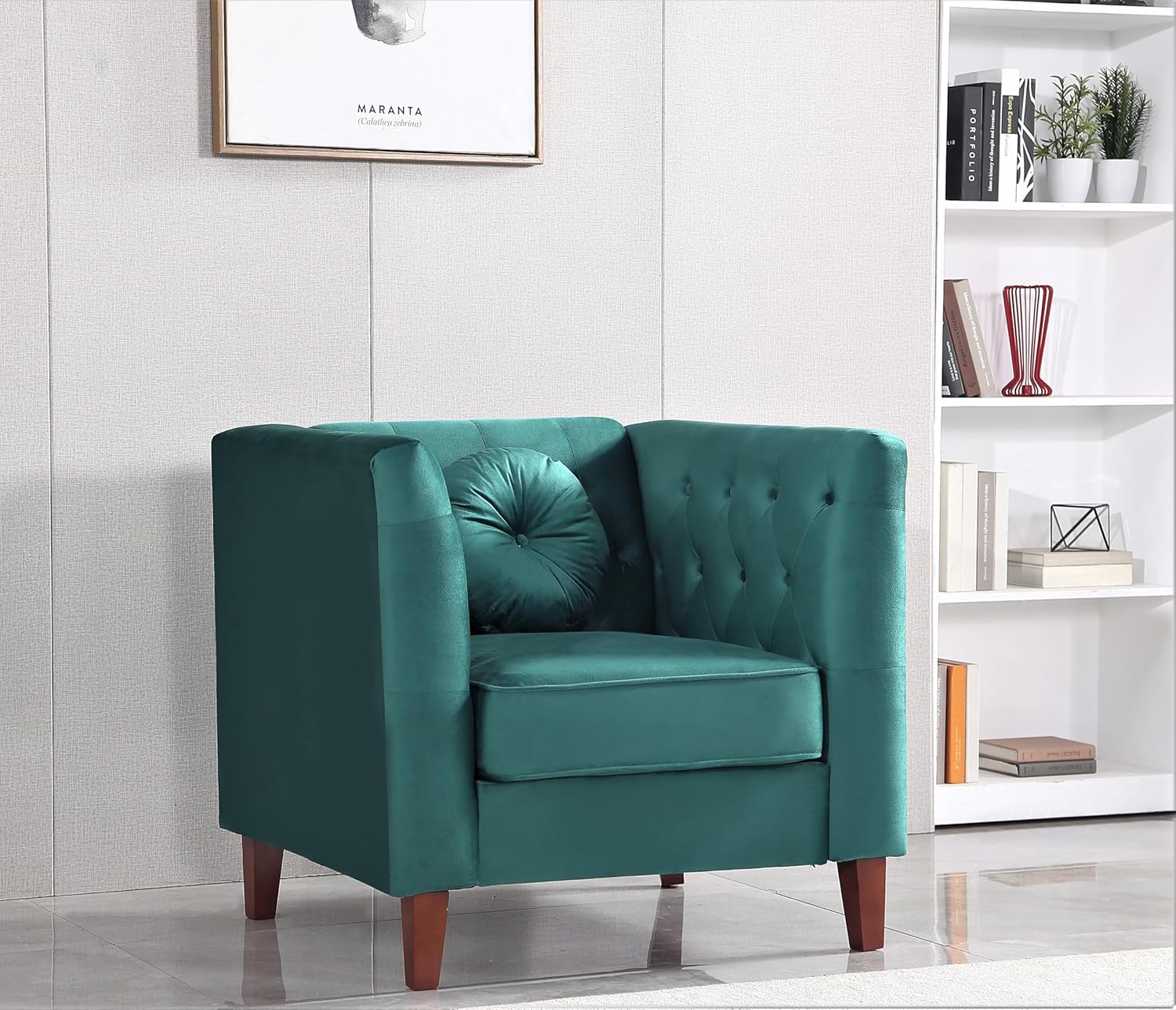 Kittleson Classic Chesterfield Velvet Loveseat Sofa with Elegant Button Tufted Backrest, Square Legs, High-Density Foam & Accent Pillows, 2 Seater Couch for Living Room, Love Seat, Dark Blue