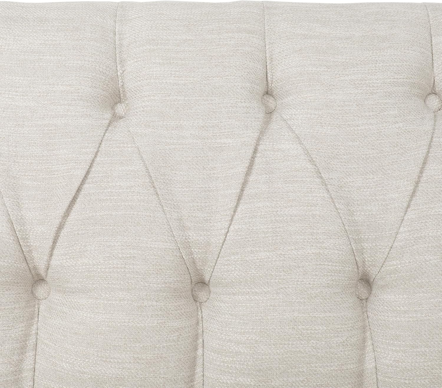 Christopher Knight Home Contemporary Tufted and Diamond Stitching Fabric Loveseat,Tub-Design 2-Seater Sofa, Removable Cushions, Birch Wood Legs, Square Arms, Beige and Espresso